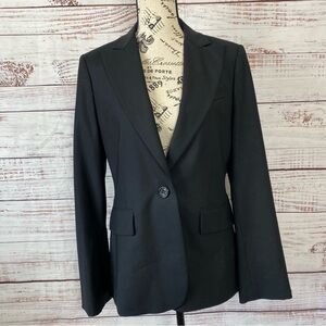 BCBGMAXAZRIA Black one button wool size medium Twill career blazer jacket